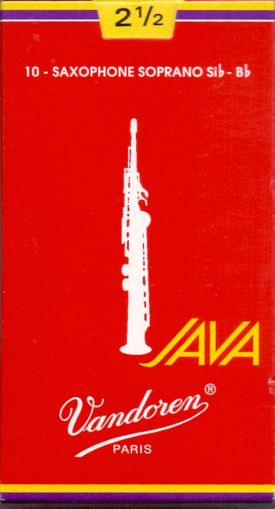 Vandoren Java red reeds for soprano saxophone size 2.5 - box