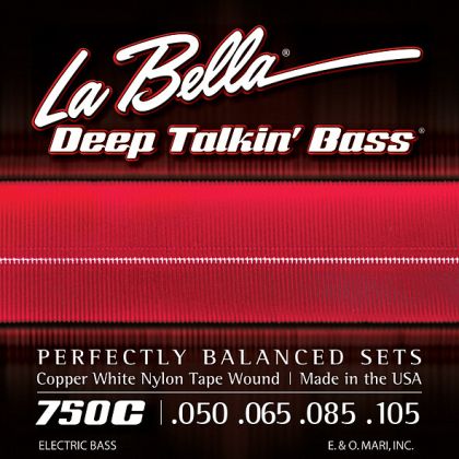 La Bella Bass 750C White Nylon 050/105