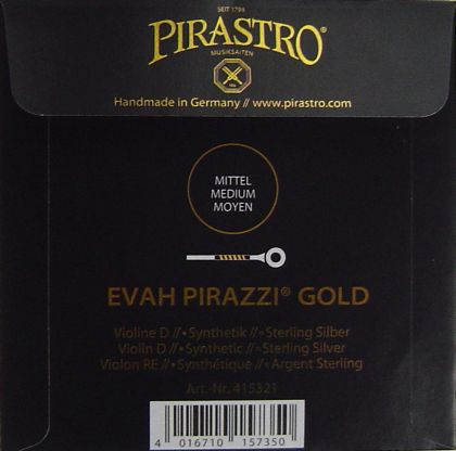 Evah Pirazzi Gold single string D for violin - synthеtic/silver wound
