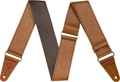 Fender® Tooled Leather Strap, 2", Brown