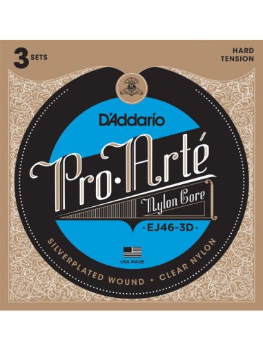 D'addario Strings for classic guitar clear nylon silver wound - EJ46 - 3D - 3Pack