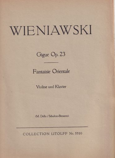 Wieniawski - Fantasie Orientale , Gigue Op.23  second hand 