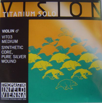 Thomastik Vision Titanium Solo synthetic core - single string D for violin  - pure silver wound