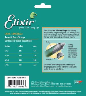 Elixir Nickel Plated 4-струнен комплект с NANOWEB покритие - размер: 045-100