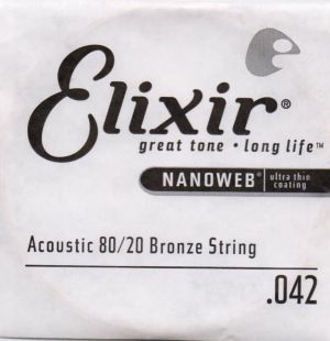 Elixir 5-та струнa за акустична китара Brozne  с Original Nanoweb ultra thin coating 042