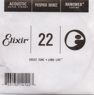 Elixir 3-та струнa за акустична китара Ph.Brozne  с Original Nanoweb ultra thin coating 022