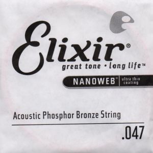 Elixir Single String for Acoustic guitar Ph.Bronze with Original Nanoweb ultra thin coating 047