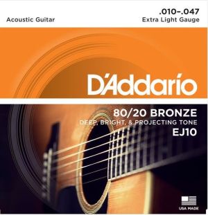 D'addario strings for acoustic guitar EJ10