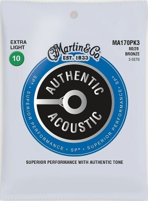 Martin MA-170PK3 струни за акустична китара - 80/20 Bronze 010/047 3Pack