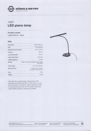 K&M 12297 LED лампа за пиано златна