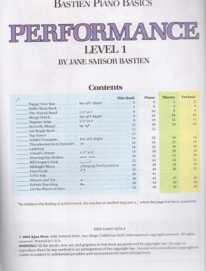 BASTIEN PIANO BASICS PERFORMANCE LEVEL 1