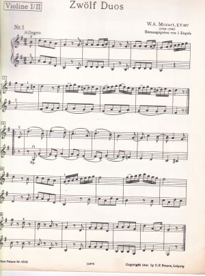 Моцарт  12 леки дуета за две цигулки втора употреба