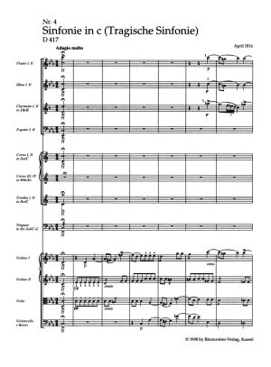 Шуберт Симфония no. 4 in C minor D 417 "Tragic" малка партитура