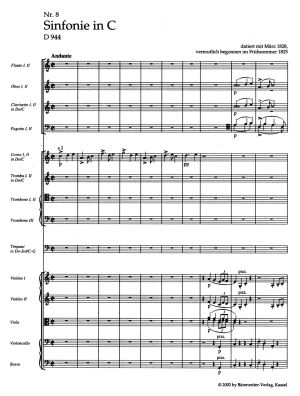 Шуберт Симфония no. 8 in C major D 944 "The Great" малка партитура