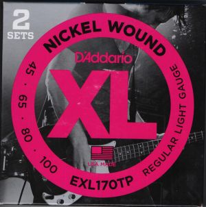 Daddario EXL170 струни за бас китара nickel round wound 045 - 100 2 комплекта
