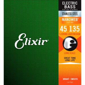 Elixir Stainless steel  5-string set with NANOWEB coating - size: 045 - 135