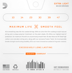  DADDARIO XSABR1047 10-47  Extra Light, XS 80/20 Bronze Coated струни за акустична китара 