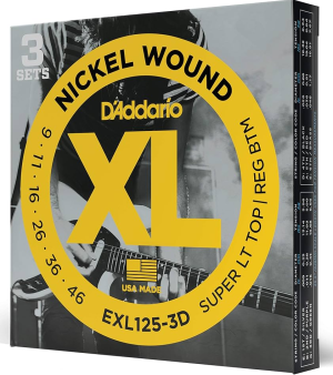 Daddario EXL125-3D струни за електрическа китара 009 - 046 пакет от 3 комплекта